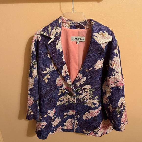 LAST CHANCE | J. Peterman Purple & Pink Woven Cotton Tweed Cherry Blossom Jacket - Picture 2 of 8
